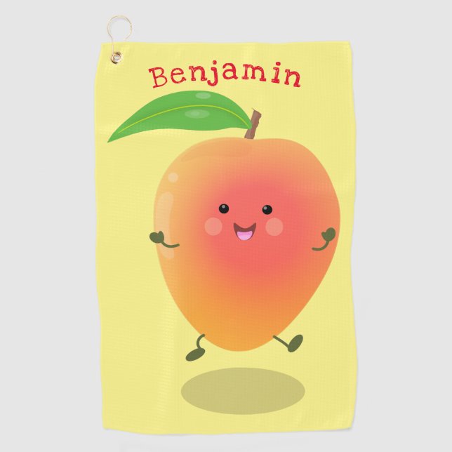 Serviette De Golf Caricature jaune mangue mignonne (Devant)