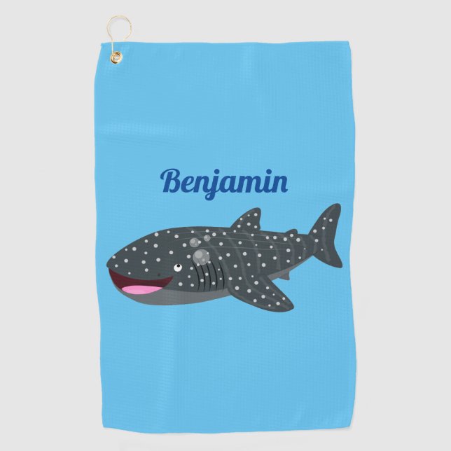 Serviette De Golf Caricature joli requin baleine joyeux (Devant)
