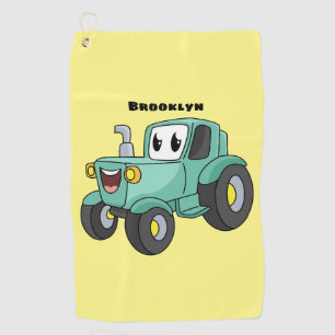 Serviette De Golf Caricature joli tracteur vert joyeux