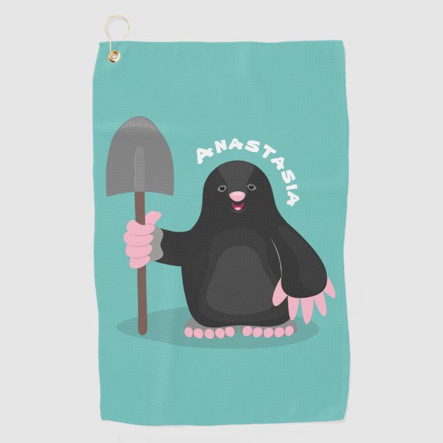 Serviette De Golf Caricature mole joyeux (Devant)