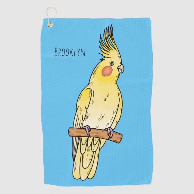 Serviette De Golf Caricature pour oiseaux Cockatiel (Devant)