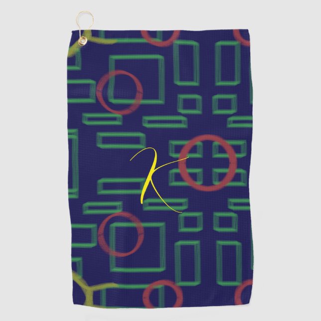Serviette De Golf Carré bleu géométrique (Devant)