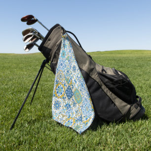 Serviette De Golf Carreaux d'azulejo bleus et jaunes