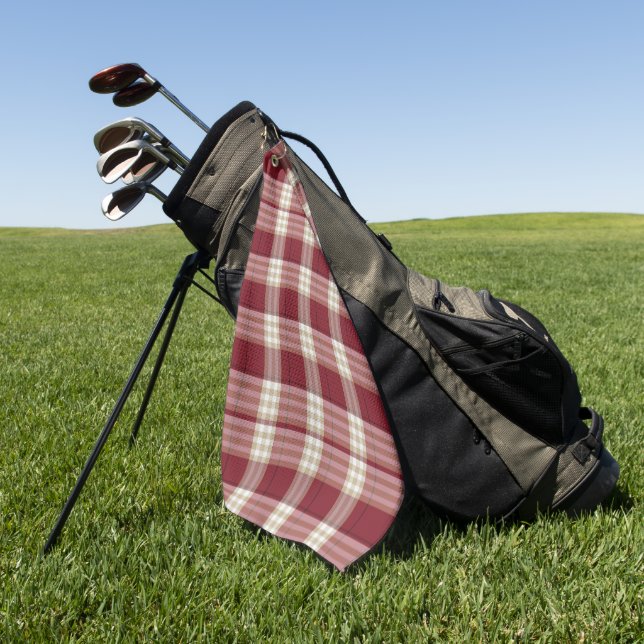 Serviette De Golf Carreaux Rouges et Beiges Classiques (Vert)