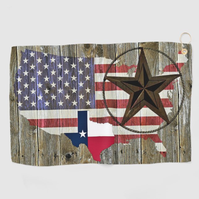 Serviette De Golf Carte du drapeau de l'État de Texas Lone Star (Horizontal)