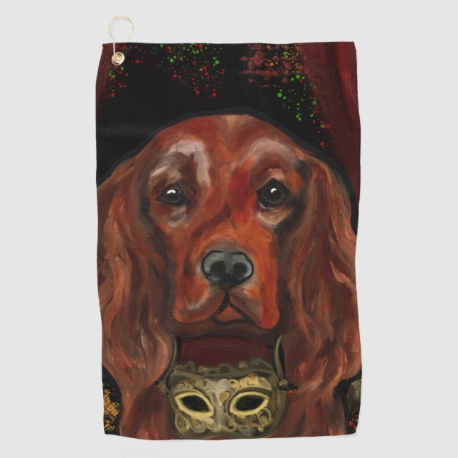 Serviette De Golf Carte postale Setter Rouge Irlandais (Devant)