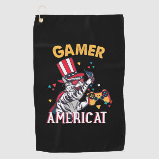 Serviette De Golf Cat Americat 4 juillet Américain Gamer