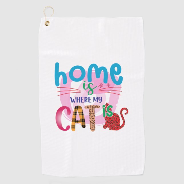 Serviette De Golf Cat Art Home Est Là Où Mon Chat Est (Devant)