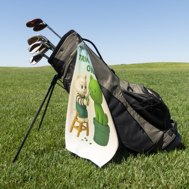 Serviette De Golf Cat Gardener Topiary Trim Mode Surreal (Vert)