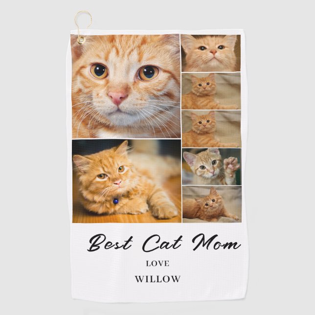 Serviette De Golf Cat Mom 7 Photo Collage Golf Serviette (Devant)