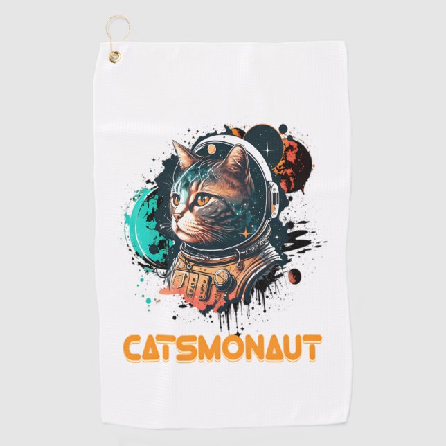 Serviette De Golf Catsmonaute Astronaut Chat Ou Chat Spatial (Devant)