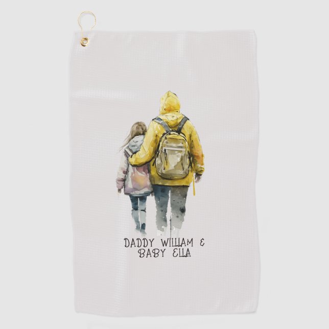 Serviette De Golf Caution père et fille (2) (Devant)