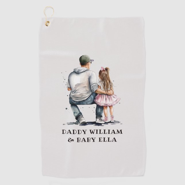 Serviette De Golf Caution père et fille noire (12) (Devant)