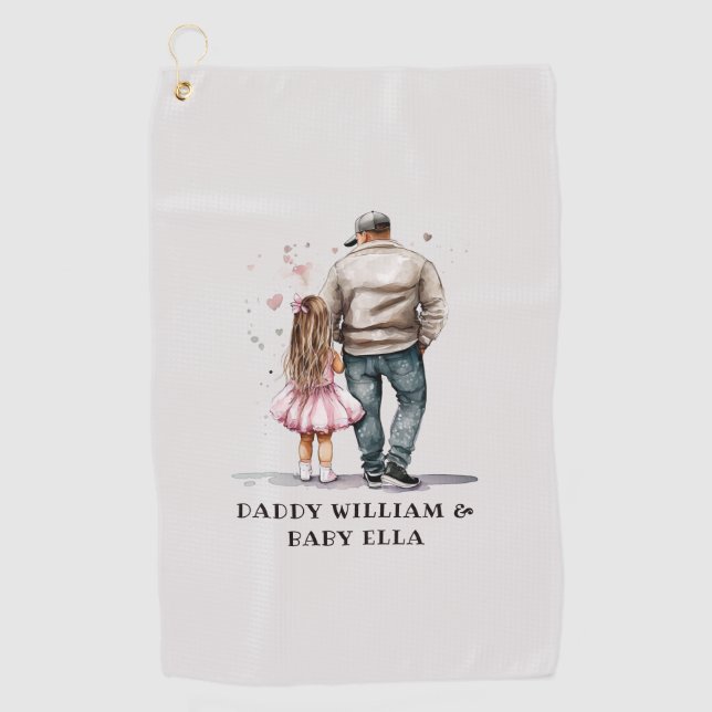 Serviette De Golf Caution père et fille noire (13) (Devant)