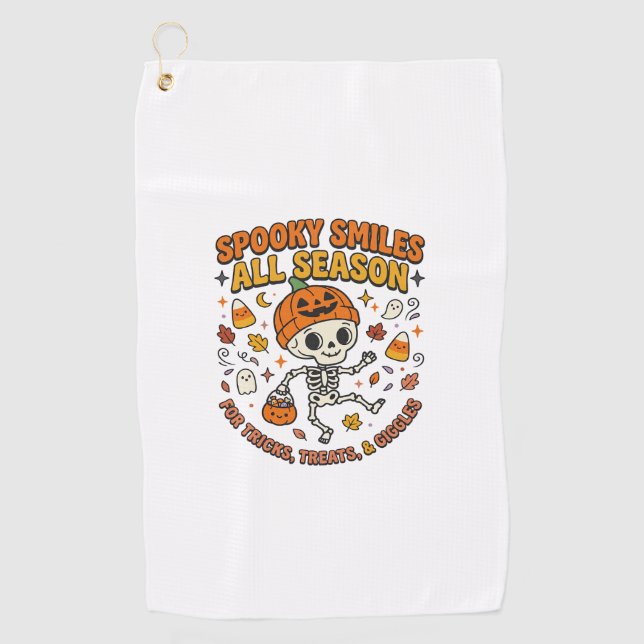 Serviette De Golf Célébration de squelette cosy Halloween (Devant)