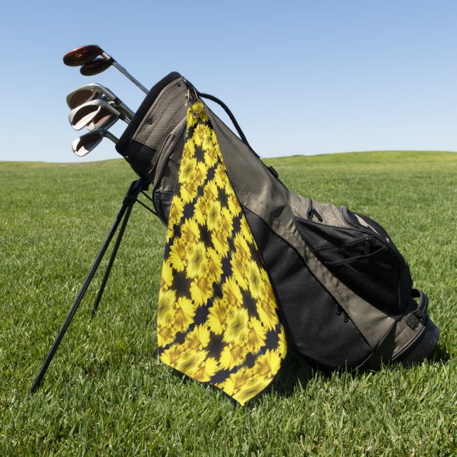 Serviette De Golf Centre de la jonquille jaune Abstrait Floral (Vert)