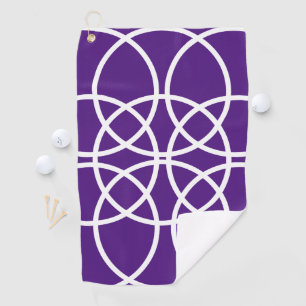 Serviette De Golf Cercles spiraux blancs sur pourpre