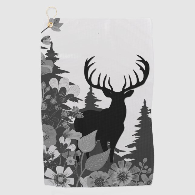 Serviette De Golf Cerf avec grand rack hors forêt (Devant)
