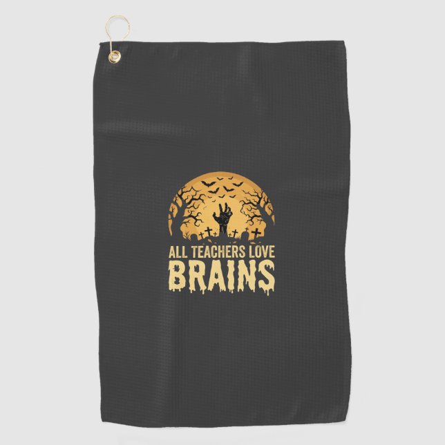 Serviette De Golf Cerveaux de profs d'Halloween (Devant)