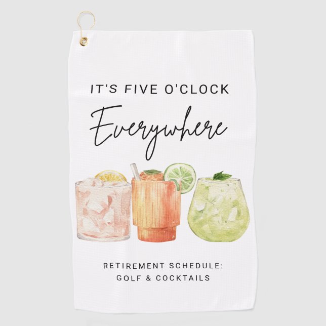 Serviette De Golf C'est la fête de la retraite à cinq heures partout (Devant)