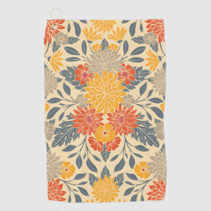 Serviette De Golf Chaleureux Jaune, Orange & Bleu Floral