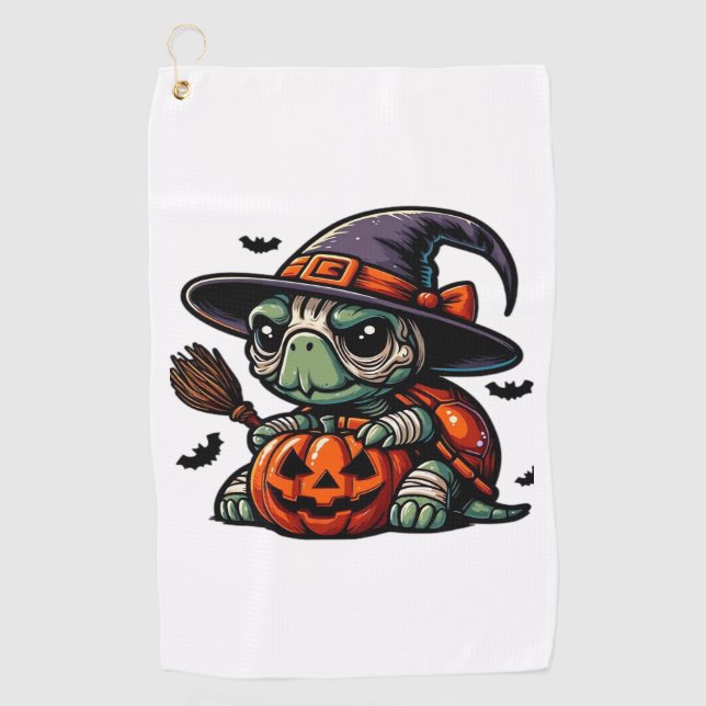 Serviette De Golf Chapeau de sorcière de tortue terrestre d'Hallowee (Devant)