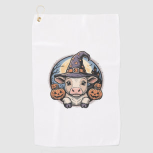 Serviette De Golf Chapeau de sorcière de veau Halloween mignon Gravu