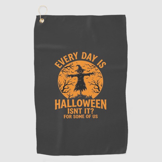 Serviette De Golf Chaque Jour Est Halloween Épouvantail Sorcière Con (Devant)