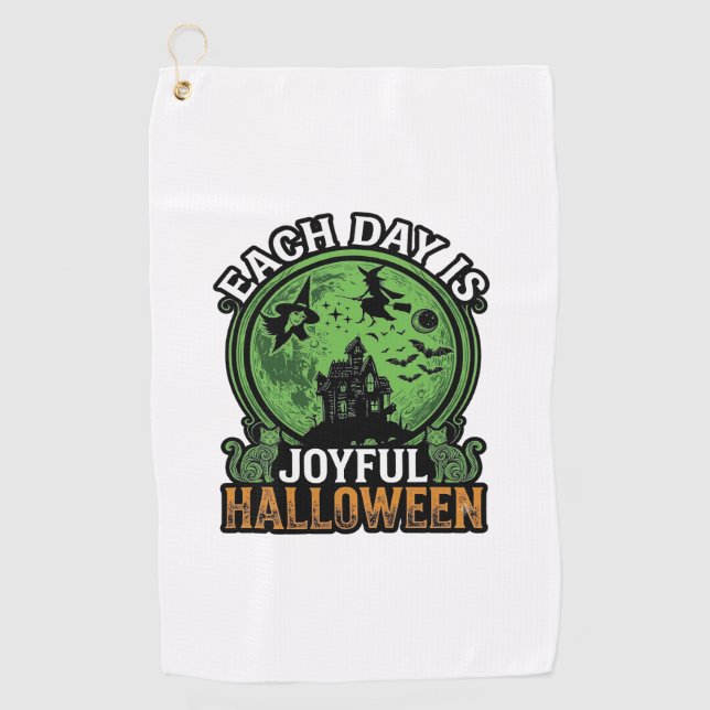 Serviette De Golf Chaque jour Maison Hantée Halloween Joyeuse Sorciè (Devant)