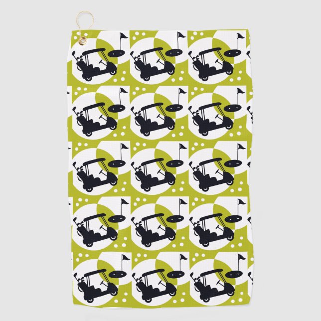 Serviette De Golf Chariot de golf, clubs et greens (Devant)