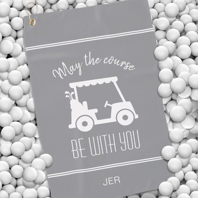 Serviette De Golf Chariot de golf gris moderne monogrammé golfeur mi (Créateur téléchargé)