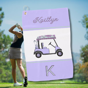 Serviette De Golf Chariot de golf lavande violet Monogramme Nom