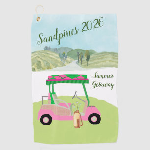 Serviette De Golf Chariot de Golf Rose Fun Personnalisé avec Nom