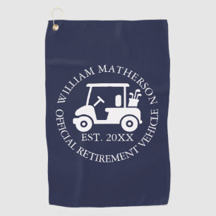 Serviette De Golf Chariot de retraite personnalisé drôle buggy bleu