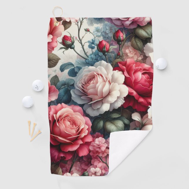 Serviette De Golf Charme floral de la rose intemporelle (En situation)