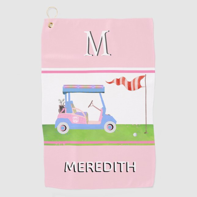 Serviette De Golf Charming Feminine Golf Clubs de panier Monogramme  (Devant)