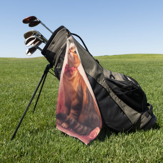 Serviette De Golf Chat abyssinien avec Rose - Saint Valentin (Vert)
