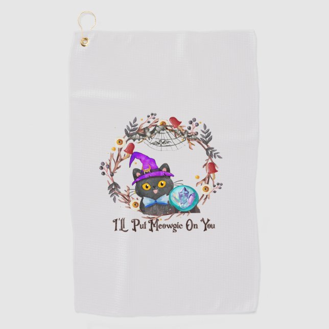 Serviette De Golf Chat aux sorcières mignonne et Punny (Devant)