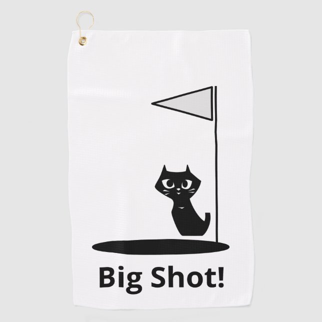 Serviette De Golf Chat chanceux avec Big Shot (Devant)