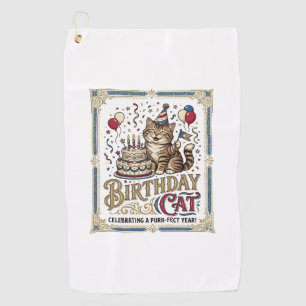 Serviette De Golf Chat d'anniversaire Chat d'anniversaire Âge Vintag