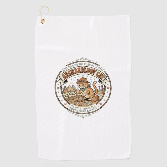 Serviette De Golf Chat d'archéologie Chat d'archéologie Art vectorie (Devant)