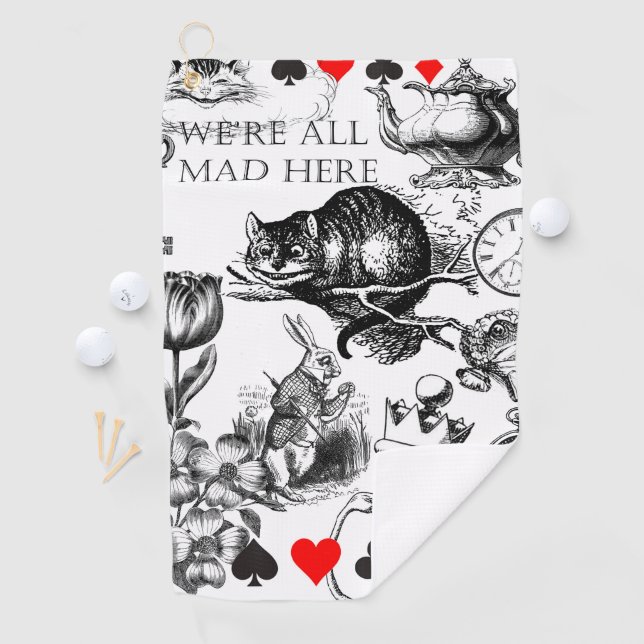 Serviette De Golf Chat de Cheshire classique alice au pays des merve (En situation)