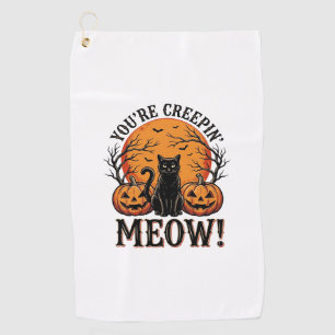 Serviette De Golf Chat de Halloween vintage qui me fait peur Gravure