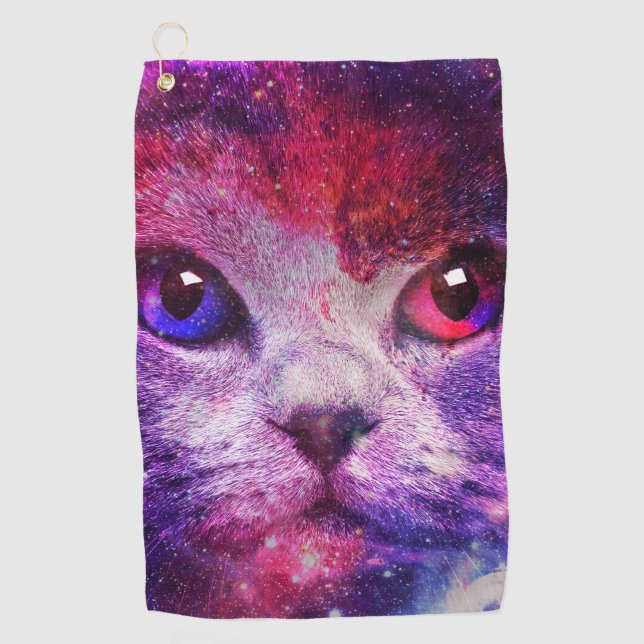 Serviette De Golf Chat de la galaxie violette  (Devant)