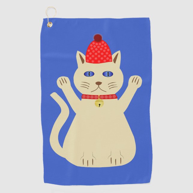 Serviette De Golf Chat de Noël mignon (Devant)