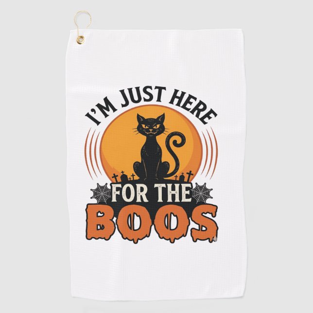 Serviette De Golf Chat d'Halloween Je suis juste là pour les Huées  (Devant)