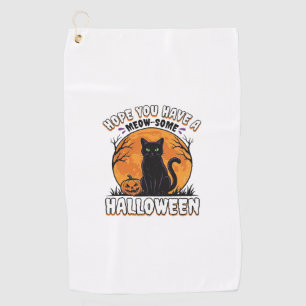 Serviette De Golf Chat d'Halloween Meow-Some Dessin de Gravure Vinta