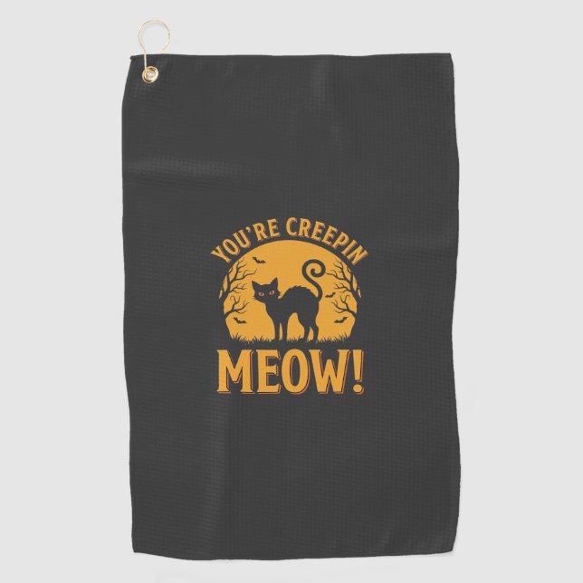 Serviette De Golf Chat d'Halloween Tu me fais peur Miaou (Devant)