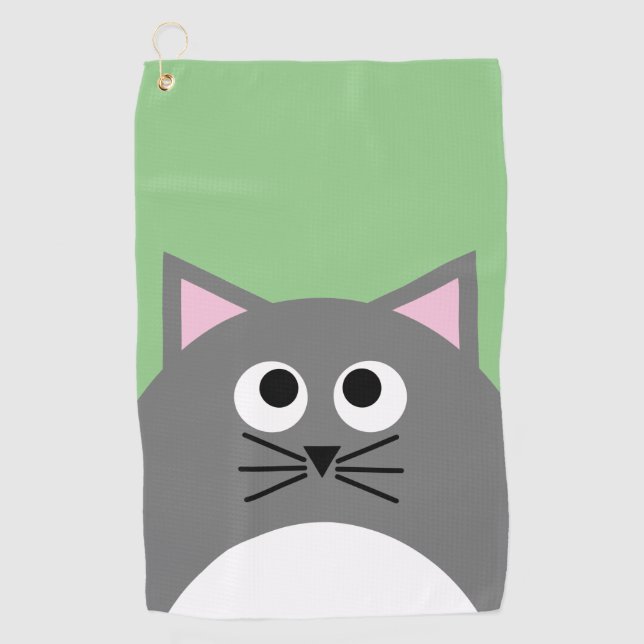 Serviette De Golf Chat gris Kitty (Devant)