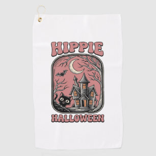 Serviette De Golf Chat Halloween Hippie Maison Hantée Design Vintage